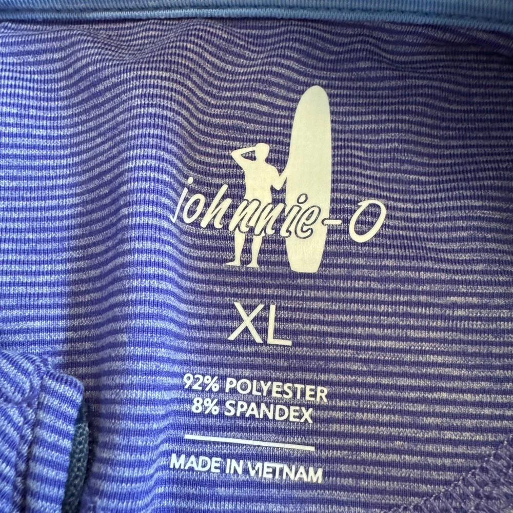 Johnnie-O Vaughn Mens XL Pompei Blue Micro Stripe Quarter Zip Pullover JMKO1890